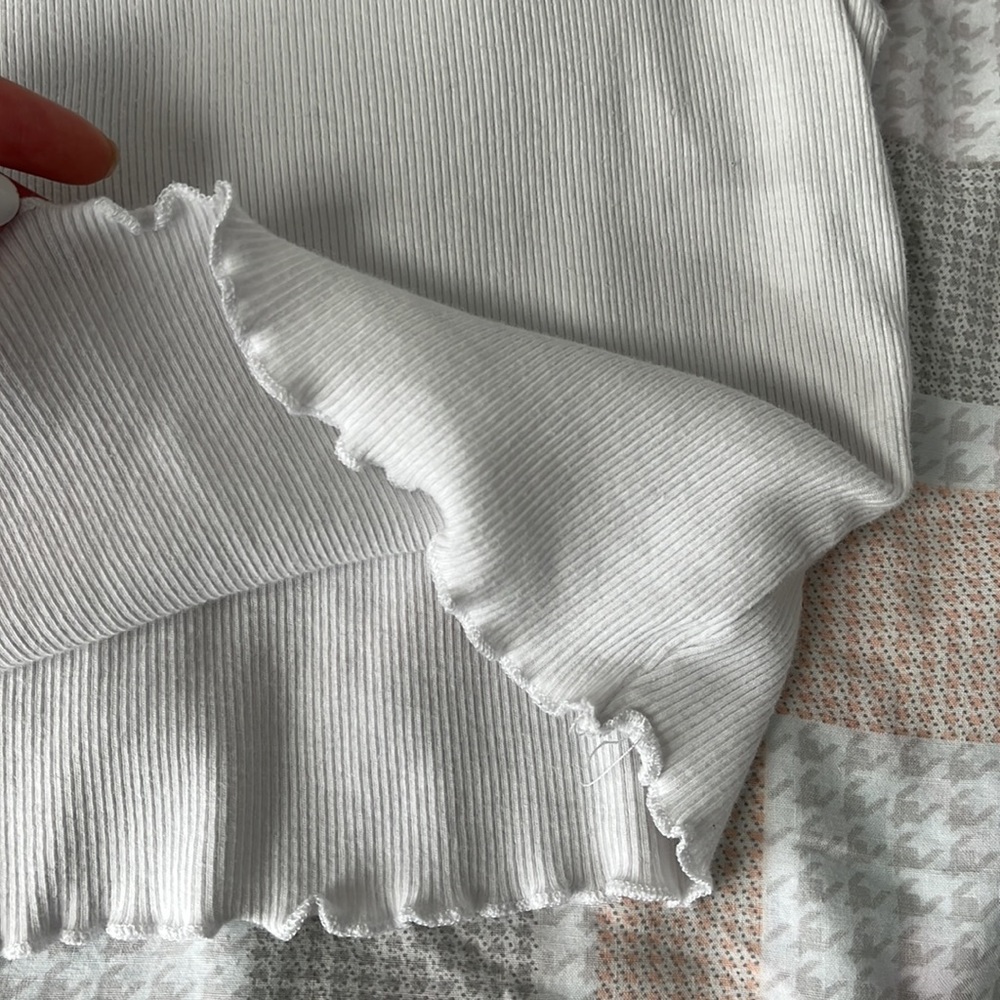 White Ribbed Crop Top - Picture 2 of 3